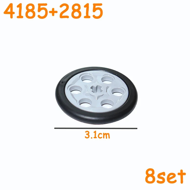 MOC Technical Tire Wheel Cross Hole Set Motorcycle Tyre & Rim Car Truck Wheels Hub Bricks Construction Building Blocks