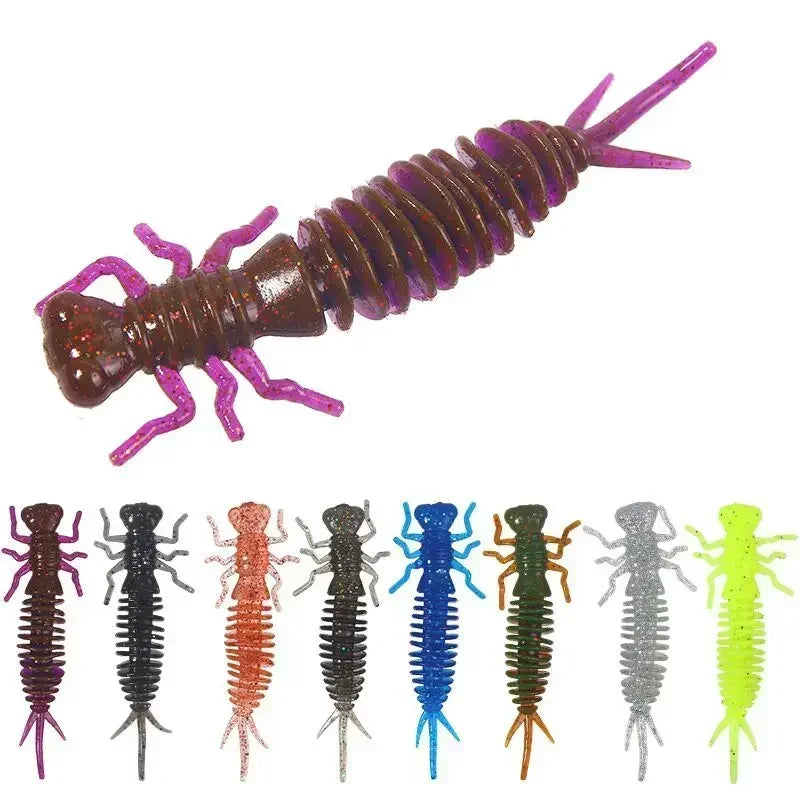 10pcs Worm Larva Soft Lures 5.5cm 1.2g Artificial Silicone Bait Jigging Wobblers Bass Carp Pesca Fishing Tackle