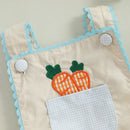 FOCUSNORM 0-18M Lovely Baby Boys Girls Easter Romper Overalls Rabbit Carrot Embroidery Sleeveless Square Neck Jumpsuit