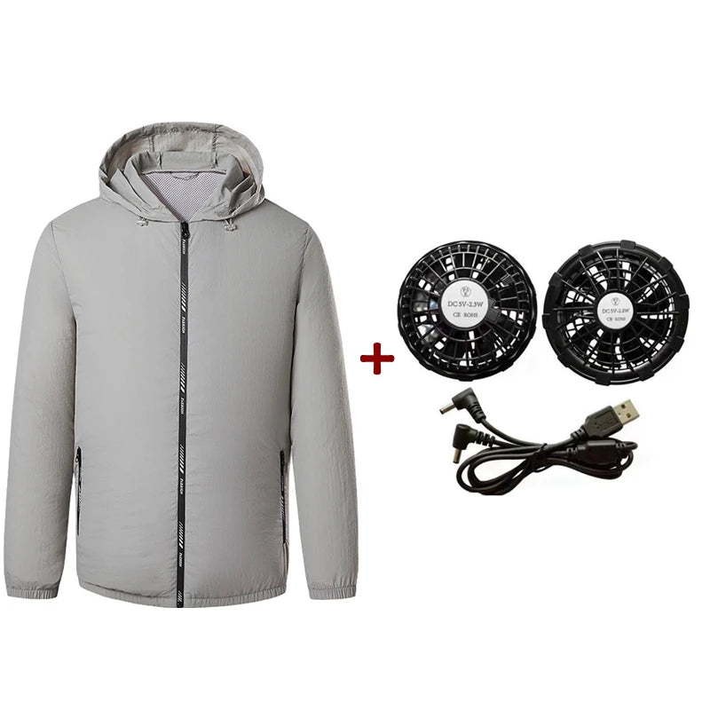 Men Outdoor summer coat USB Electric fan cooling Jackets men Air Conditioning Fan Clothes USB Heatstroke summer hood Jacket