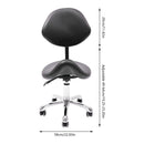 Rolling Saddle Stool Work Chair Height Adjustable  with Wheels +Backrest Heavy Duty