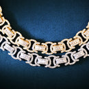 CUC Iced Out Byzantine Link Bracelet Cubic Zirconia Gold Color Men Hiphop Chain Fashion Rock Jewelry 13mm