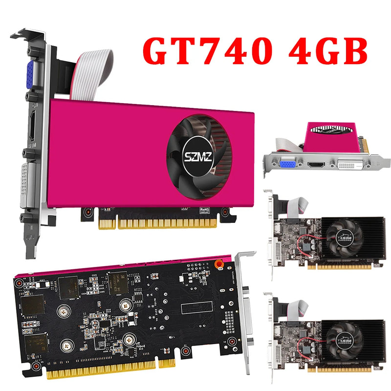 GT740 4GB DDR5 Graphics Card with DVI HDMI-Compatible Interface 128 Bit PCI-E2.0 16X Low Profile Video Card for Office/Home