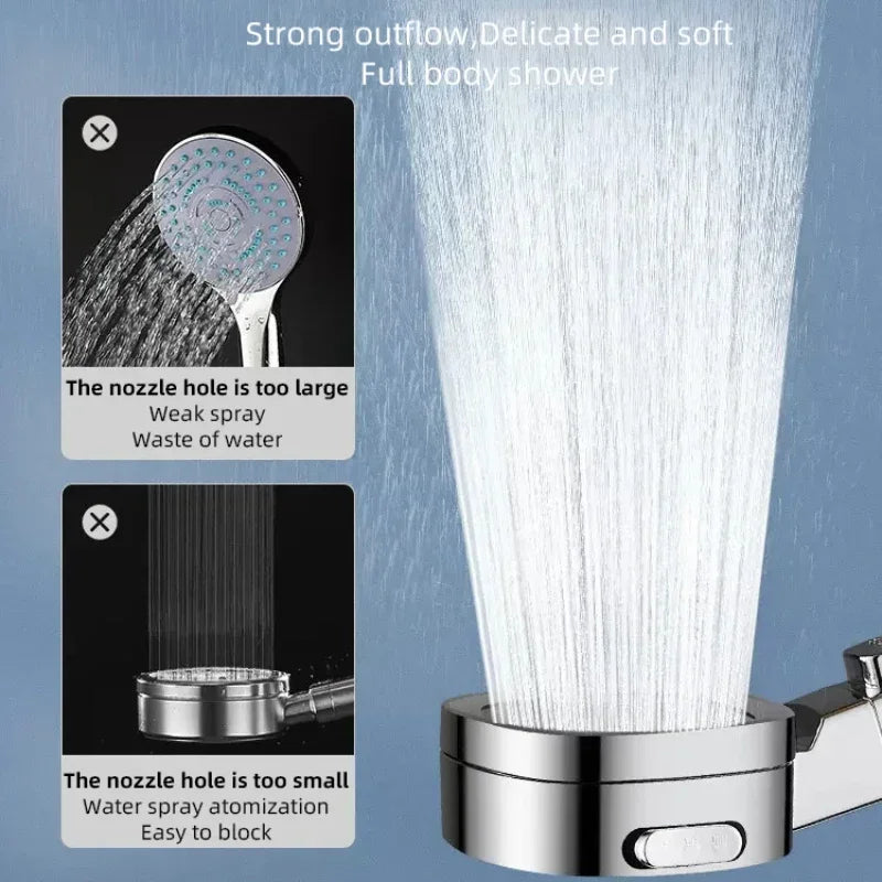 New 3 Speed Strong Pressurized Shower Head Square Handheld Shower Nozzle Household Shower Accessories