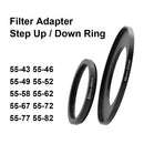 Camera Lens Filter Adapter Ring Step Up or Down Ring Metal for 55mm lens - 43 46 49 52 58 62 67 72 77 82mm UV ND CPL Lens Hood