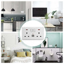 Double Wall Plug Socket 2 Gang 13A w/ 2 Charger USB Ports Outlets Flat Plate UK