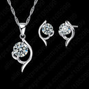 Latest Shinning Woman Gift 925 Sterling Silver  Jewelry CZ Pendant Necklace Earring Lady Wedding Engagement Set With Box
