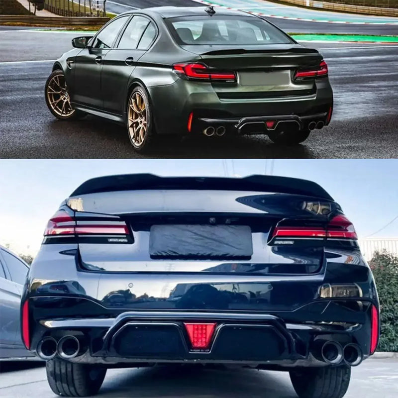 G30 CS Style Rear Bumper Diffuser With LED Light M Sport Diffusor For BMW 5 Series G30 G31 G38 2018-2022 530i 540i