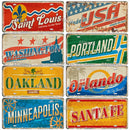 Artisian USA License Plate Landmark Tin Plaque US City State Metal Sign Wall Decor Garage Bar Pub Club Hotel Cafe Kitchen Home