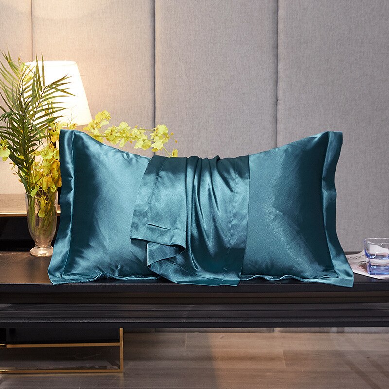 48x74cm Pillowcase Artificial Silk Pillow Cover Solid Color Smooth Satin Pillows Covers for Bedding Sleeping Pillowcases 1/2 pcs