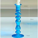 Blue Glass Candle Holder Candlesticks for Wedding Birthday Holiday Home Decoration Morden Decorative Glass