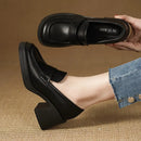 2025 New Comfortable Waterproof Platform Thick Heel Casual Women's Shoes Fashionable Round Toe Cover High Heel Single Shoes
