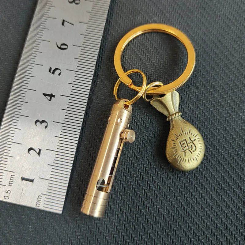 Mini Brass Retractable Knife Gift Pocket Knife Dismantling Express Tool Push-pull Automatic Key Chain Pendant Paper Cutter