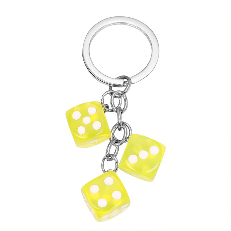 Creative Colourful Dice Keychain Fashion 3D Resin Dice Handbag Pendant For Women Men Car Key Holder Key Accessories Funy Gifts