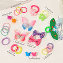 555pcs Girls Hair Accessories Set Colorful Butterfly Fashion Hair Clips Ties Elastic Bands for Daily Ponytail Fixation