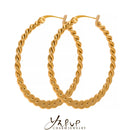 Yhpup Stainless Steel Twist Golden Big Hoop Earrings Waterproof Metal Unusual Statement Trendy Jewelry for Occident Women Party