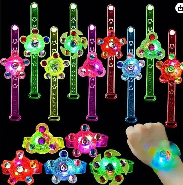 8/24Pcs LED Luminous Fidget Spinner Bracelet Kids Party Favor Gift Bag Filler Luminous Party Supplies Return Gift Carnival Gifts