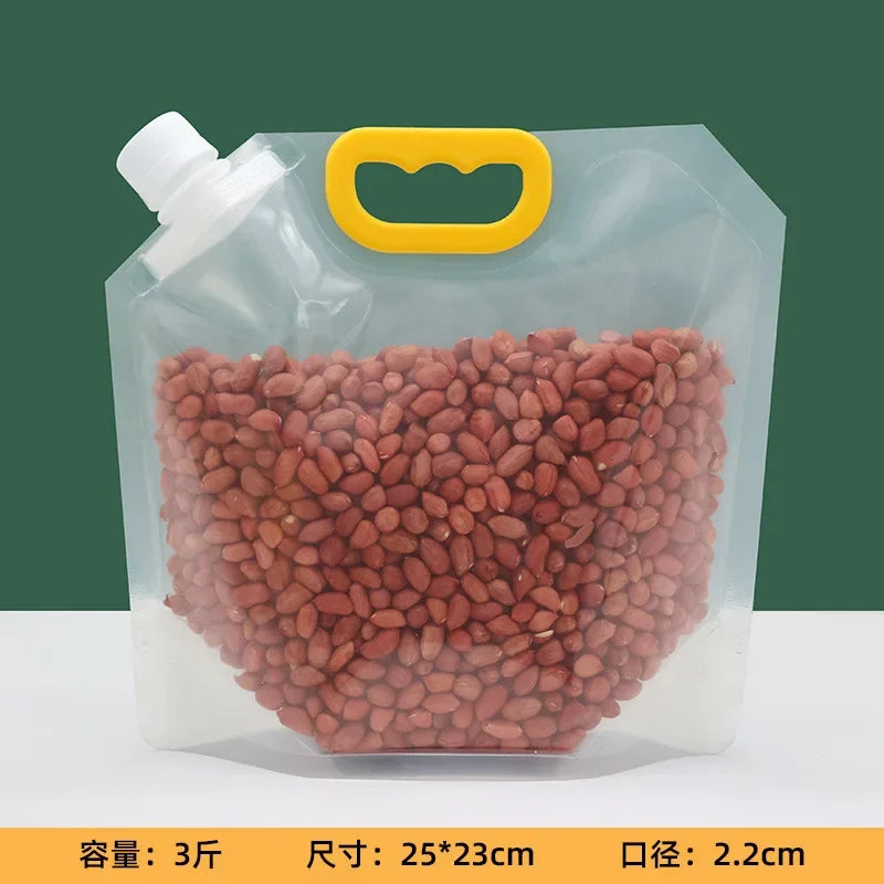 Grains Storage Packaging Bag Rice Dispenser Insect Proof Food Storage Sealed Bag Bean Container Kitchen Organizer with Nozzle