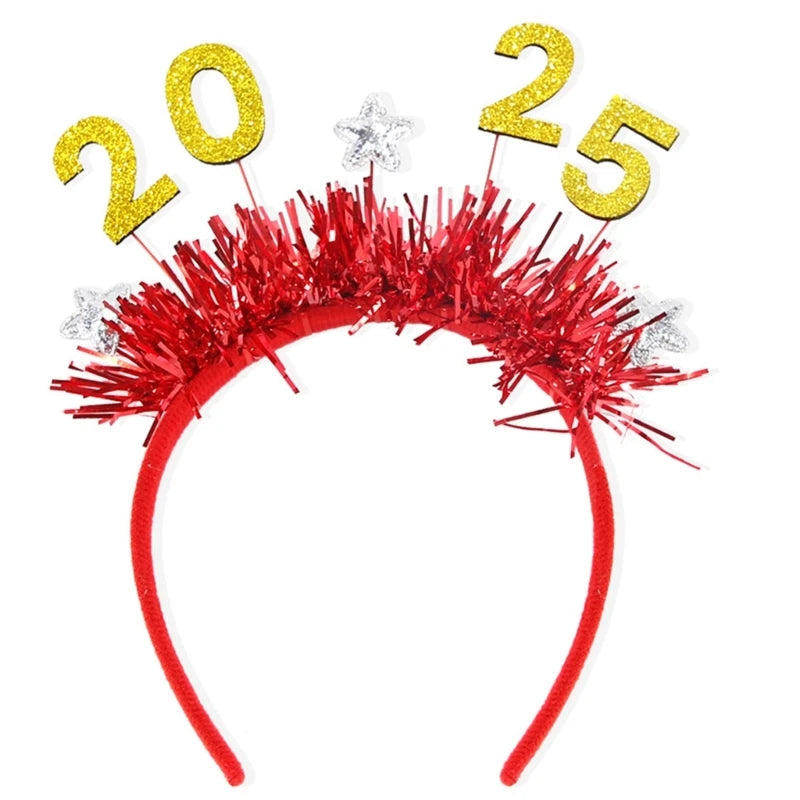 New Year Sequins 2025 Letter Hair Hoop Festival Women Makeup Headband for Photography Christmas Party Hair Accessories