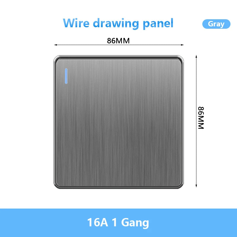 86 Type UK Standard Wall Light Switch 16A Brushed Panel ON OFF Home Power Rocker Push Button Switch 1/2/3/4 Gang 1/2Way