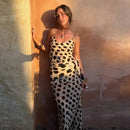 Polka Dots Print Detachable Scarf Sling Dress 2026 New Ladies Slim V-neck Spaghetti Strap Long Robes Women's Beach Dresses