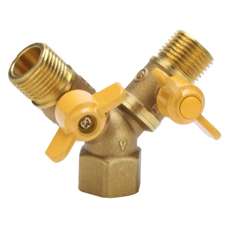 G1/2 Brass  2 Way Tap Adapter Garden Irrigation 2 Way Double Tap Hose Adapter Dual Faucet Connector Adapter