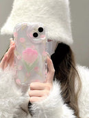 Phone Case For Samsung S22 Ultra S24 S23 Plus S21 S20 FE M54 A35 A05 A15 A04 A04E A14 A24 A34 A54 Tulip Grip Holder Wave Cover