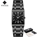 WWOOR Ladies Watch Top Brand Japanese Quartz Watches Square Black Gold Watch Stainless Steel Waterproof Fashion Women Wristwatch