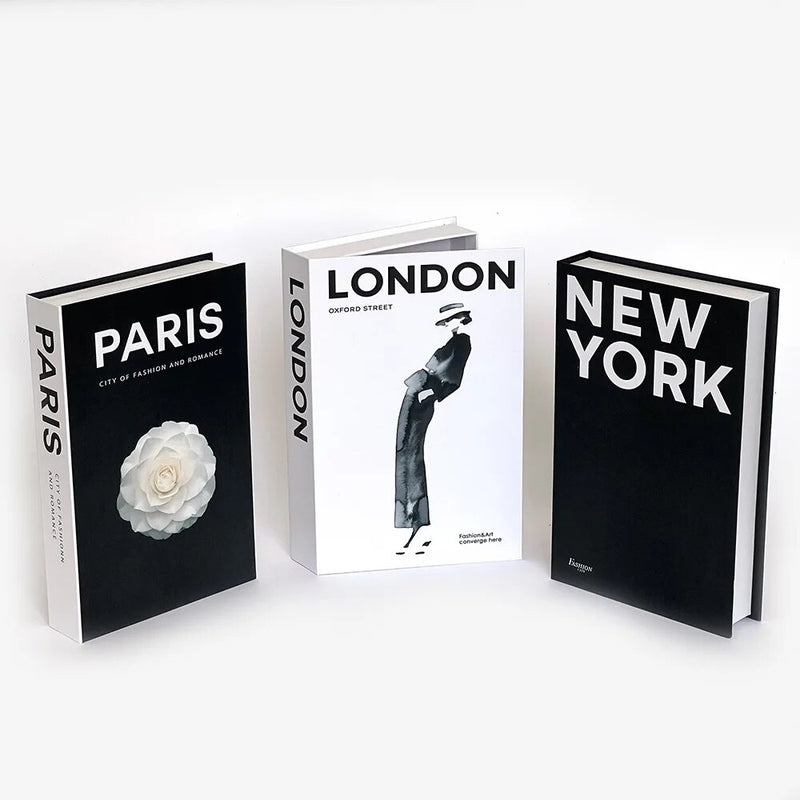 New York London Paris Fashion Simulation Storage Box Luxury Fake Books for Decor Openable Coffee Table Villa Hotle Home Decor