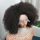 Afro Kinky Curly Lace Front Wig Natural Color Afro Bob Human Hair Natural Hairline 13X4X2 250% Density Short Human Hair Wigs