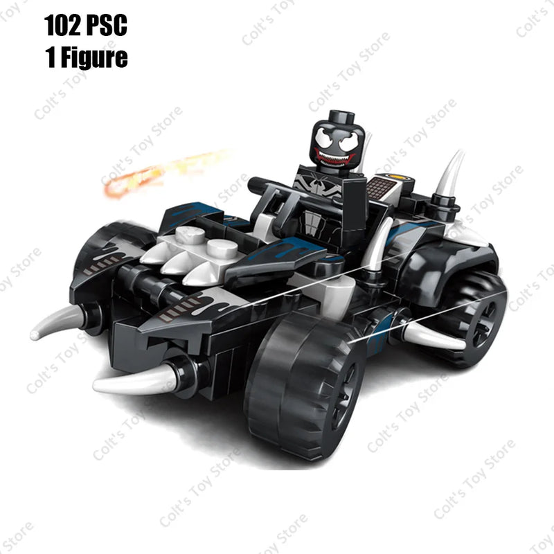 New Superhero Spider Man Venom Chariot Mech Deformation Building Blocks Kits Classic Movie Bricks Model Children's Toy Boy Gifts