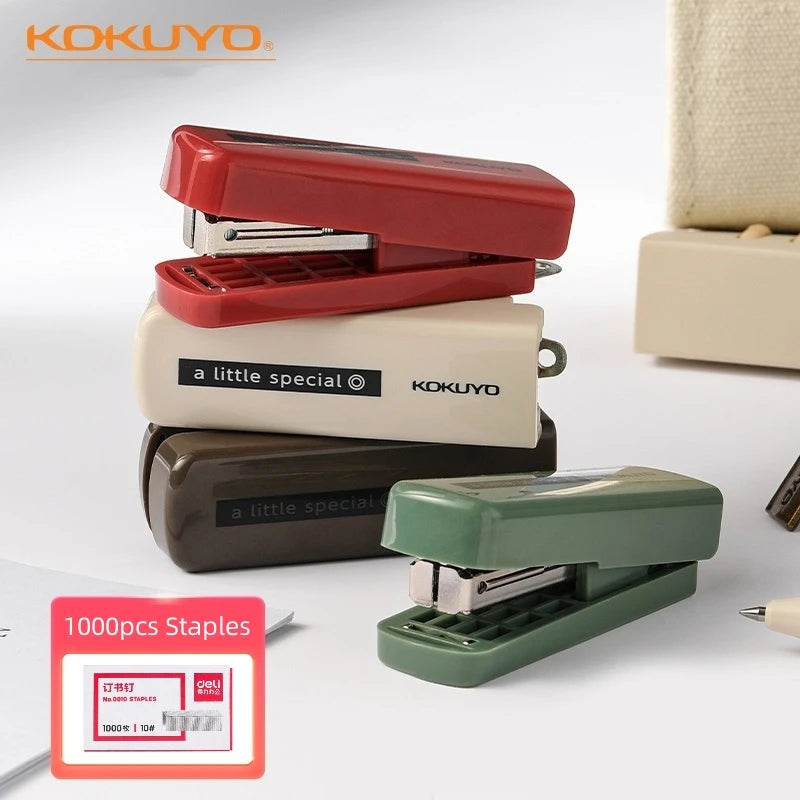 Kokuyo A Little Special Mini Stapler Set 1000pcs 10N Staples Portable Paper Binder Office Binding Tools School F7275