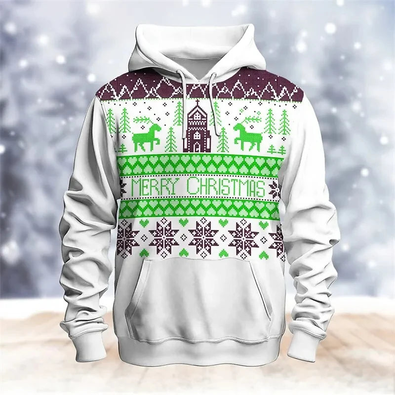 Xmas Snowman 3D Printed Hoodies For Men Clothes Fashion Merry Christmas Elk Women Pullovers Casual Winter Sweatshirts Y2k Tops