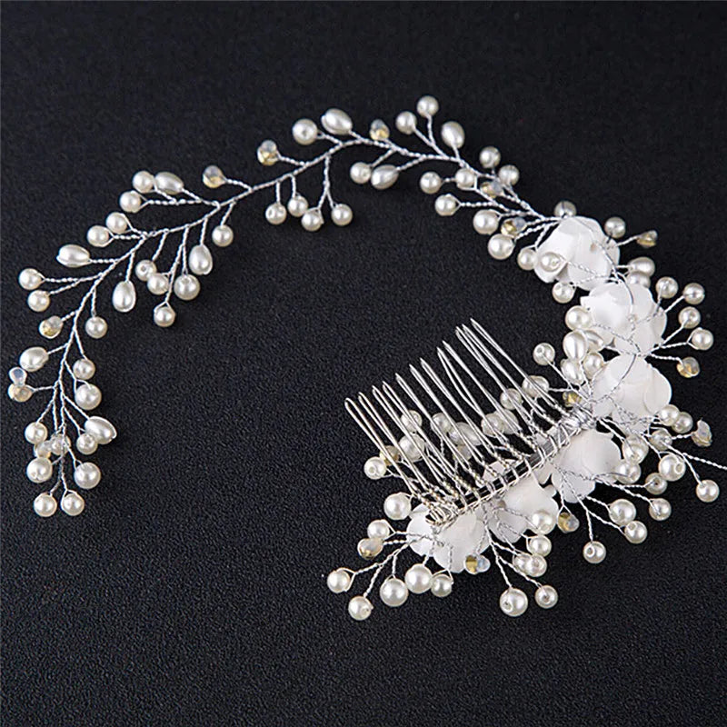 Made Hair Color Pearl Wedding Hair Combs Hair Accessories for Bridal Flower Headpiece Women Bride Hair ornaments Jewelry