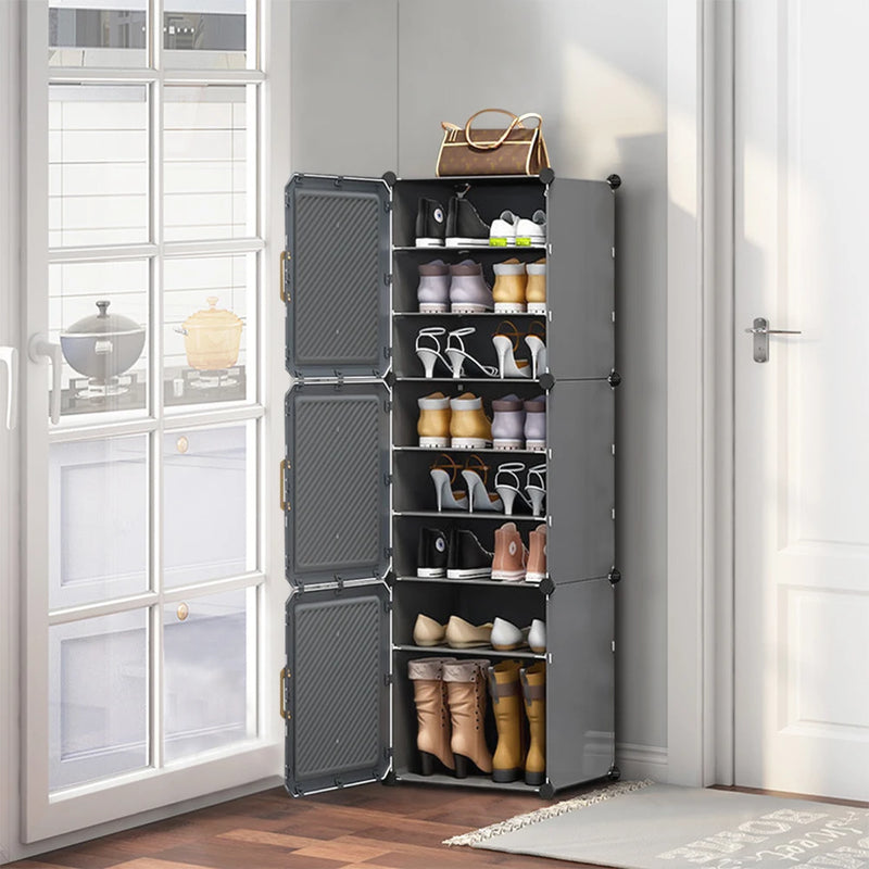 Multi-Tier Adjustable Shoe Storage Cabinet with Doors