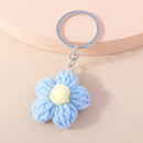 Lovely Handmade Knitted Flower KeychainCrocheted Key Rings for Women Girls Handbag Pendants Charms DIY Jewelry Gifts