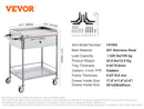 SucceBuy Stainless Steel Cart 3/2/1 Layers Lab Utility Cart Medical Cart w/ Lockable Universal Wheels for Clinic Kitchen Salon