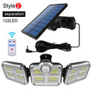 20 W superhelle Solarleuchten, 122/333 LEDs, IP65 wasserdicht, für den Außen- und Innenbereich, Solarlampe mit verstellbarem Kopf, großer Beleuchtungswinkel