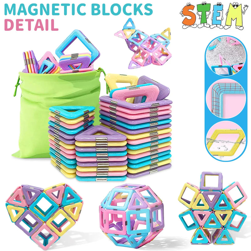Magnetic Building Block Set, STEM Toy, Magnetic Tiles, Education Magnet Toy, Building Block Gift, Christmas Gift Easter Gift