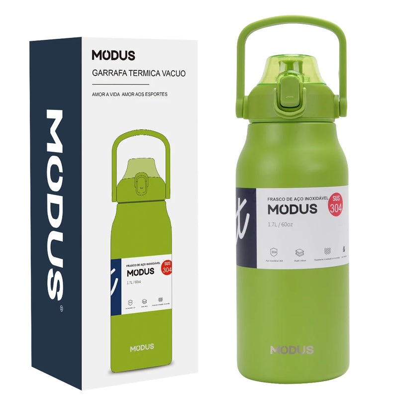 MODUS Garrafa Térmica de Viagem Vacuum Inox com Palha Copo Térmica Fria e Quente Vácuo