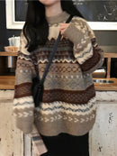 H.SA 2022 Damen Winterpullover Pullover Strickpullover Loose Gestreifter Pullover Lässiges Oberteil Argyle Pullover Strickjacken Damen Winter