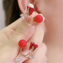 Korean Red Rose Stud Earring Fashion Imitation Pearl Flower Earrings for Woman Party Jewelry Christmas Gift New Arrivals