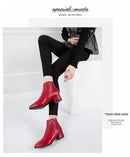 Short women's boots 2025 autumn/winter new Korean version medium thick heel short boots with zipper frosted face pointed single
