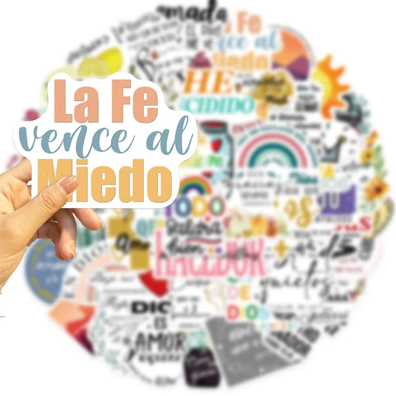 10/30/50PCS Spanish Bible PVC Sticker Aesthetic Children's Stationery Hand Accounting Tools Decoration Scrapbooking Supplies