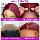 99J Burgundy Lace Front Wig Short Bob Wig Human Hair 13x4 Bone Straight Lace Frontal Wig 7x5 13x4 Glueless Red Colored Hair Wigs