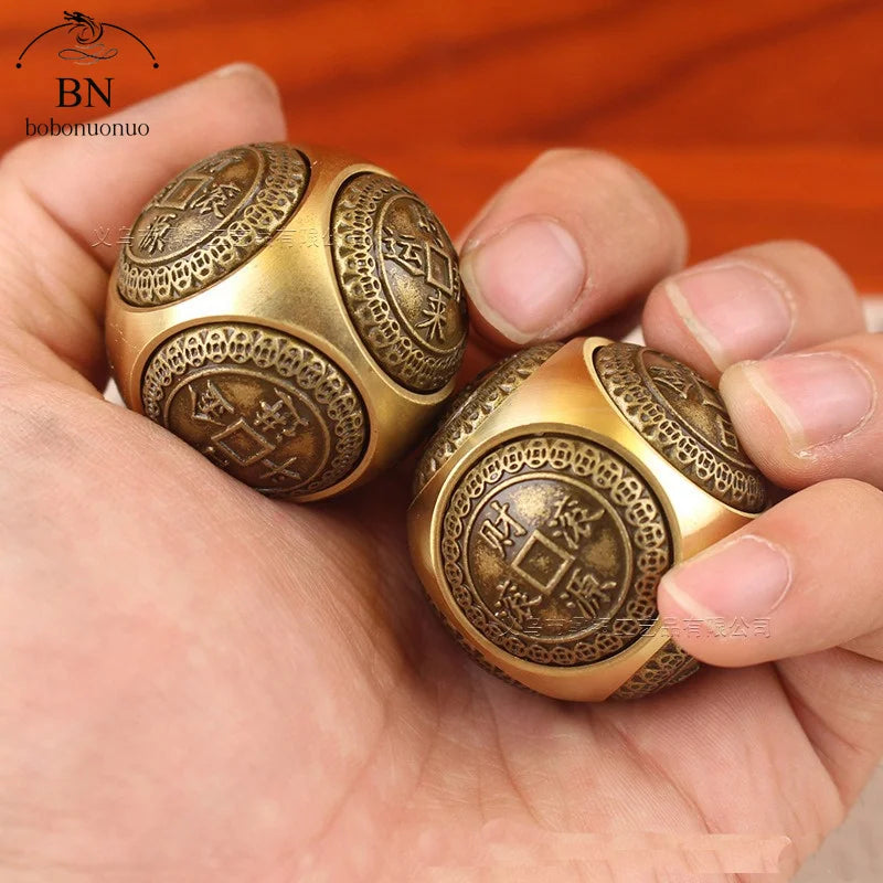 Six-faced Four blessing luck money Fidget Spinner EDC Copper Stress Relief Cube Decompression Cube Adult Antistress Fidget Toys