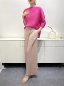 Miyake Summer Pants Women's Comfortable Casual 2025 New Loose Straight Leg Pants Wide Leg High Waist Slim Pleated Pants