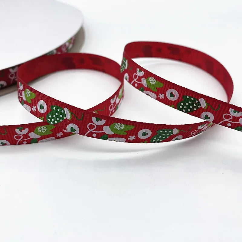 New 5 Yard 10 Mm Ribbed Christmas Ribbon Wedding Christmas Party Decoration DIY Craft Ribbon Card Gift Wrapping Supplies