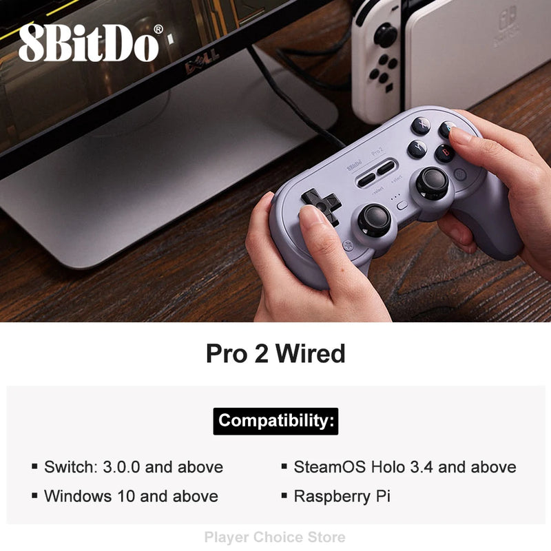 8BitDo Pro 2 Wired Gamepad for Nintendo Switch PC Gamepad RetroPie Raspberry Pi Ultimate Software Adjustable Hair Triggers