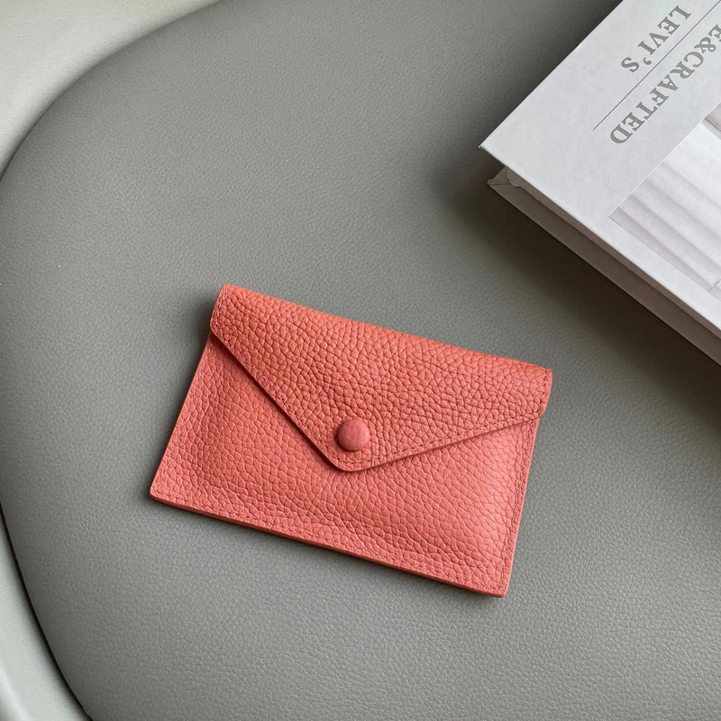 Custom Letters Soft Leather High-end Ultra-thin INS Style Mini Envelope Card Holder Wallet Simple ID Wallet Coin Purse
